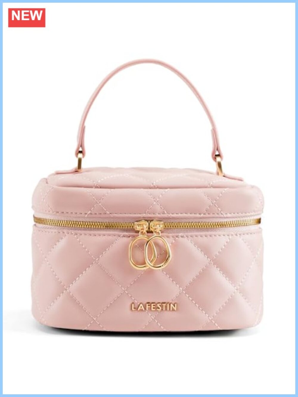 Genuine Leather Quilted Top Handle Mini Handbag Crossbody